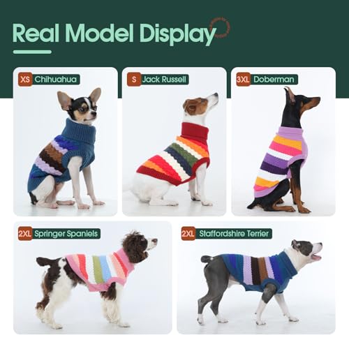 Kuoser Dog Sweater, Large Sweaters for Dogs Doggy Turtleneck Christmas Thanksgiving Outfit, Thick Warm Knitted Dog Winter Vest Puppy Fall Sweater, Pet Cold Weather Sweatshirt Warm Clothes, Red L - color: Red, size: Large (Chest: 18.9''; Weight: 13 - 16LB)