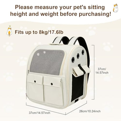Airline Approved Cat Carrier Backpack - Ventilated Breathable Mesh for Small Dogs & Cats (15lbs), Soft Sided Dog Backpack for Hiking, Camping, Travel & Vet Visits with Padded Straps (White) - color: White