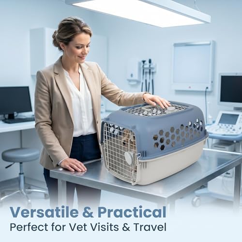 Small Dog Crate 25 lbs, 2 Door Portable Travel Kennel, Blue | Designed for Real-Life Everyday Use;Helps Build Better Pet Behavior Habits;Reduces Owner Stress in Busy Moments