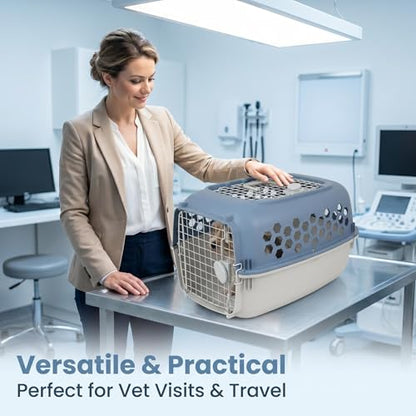 Small Dog Crate 25 lbs, 2 Door Portable Travel Kennel, Blue | Designed for Real-Life Everyday Use;Helps Build Better Pet Behavior Habits;Reduces Owner Stress in Busy Moments