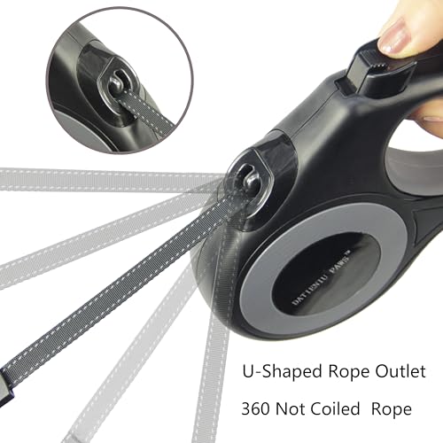 XL 16FT Retractable Dog Leash for Large Dog up to 120 lbs, Chew Proof Steel Wire Extender, One-Hand Brake & Lock, Tangle-Free Heavy Duty Walking Leash XL Black - color: Black