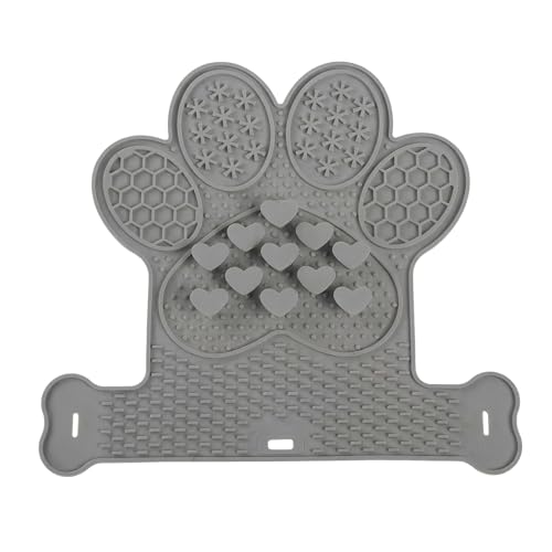 Dog Lick Mat with Suction Cups, Slow Feeder & Enrichment Mat for Dogs & Cats, Silicone Feeding Mat for Wet & Dry Food, Anxiety Relief, Mess-Free Foldable Pocket Design, Gray - color: Gray