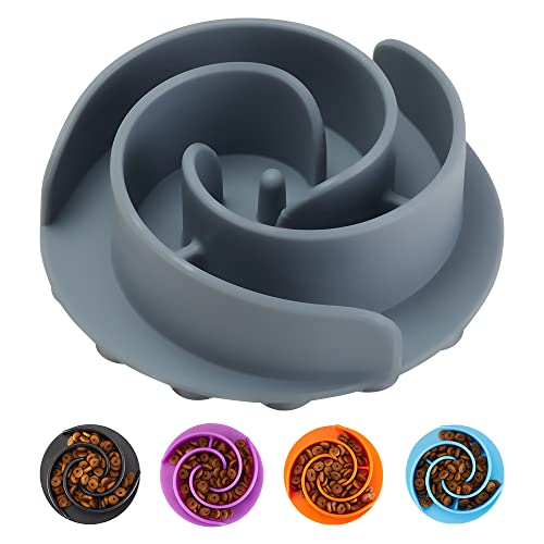 Slow Feeder Dog Bowls Insert, Animire Soft Silicone Slow Eating Dog Food Bowl for Small, Medium and Large Dogs, Compatible with Regular and Elevated Bowls - color: Grey, size: S