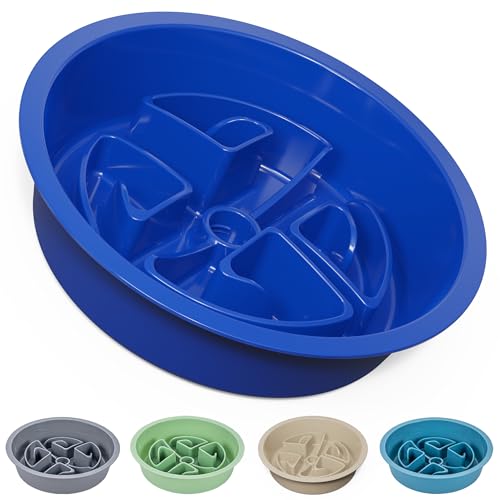 AVERYDAY Slow Feeder Dog Bowls for Large Breeds Fits Raised Feeding Station, Puzzle Dog Food Bowls to Slow Down Eating, Dogs Feeding Bowl with Non-Slip, Slows Feeder Pet Bowl for Wet and Dry Food - color: Slow Feeder Royal Blue, size: 2.5 Cup - Fit 7.5-7.