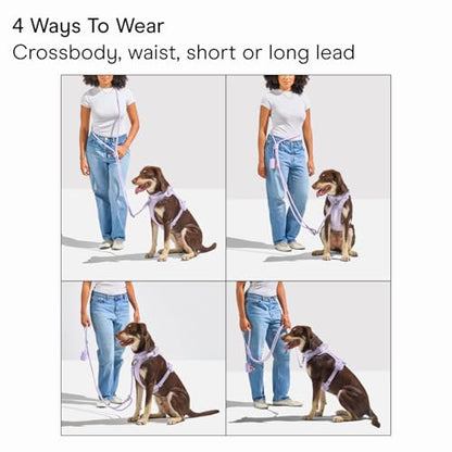 Wild One Hands-Free Adjustable Rope Dog Leash, Standard: 4' to 8.5' Long, .5" Wide, Adjustable for Crossbody, Waist & Handheld, Bubblegum - color: Bubblegum