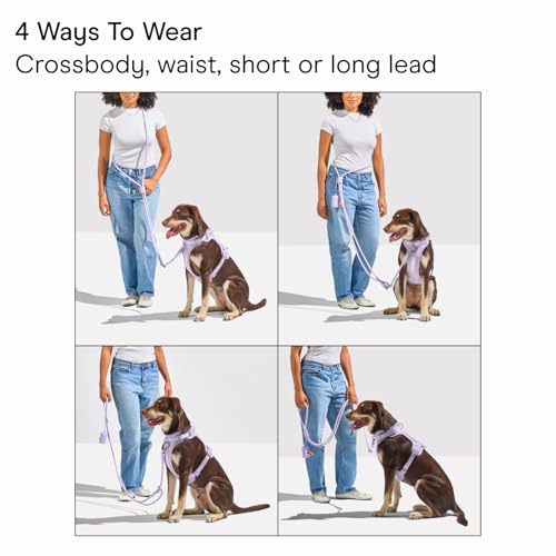 Wild One Hands-Free Adjustable Rope Dog Leash, Standard: 4' to 8.5' Long, .5" Wide, Adjustable for Crossbody, Waist & Handheld, Tan - color: Tan
