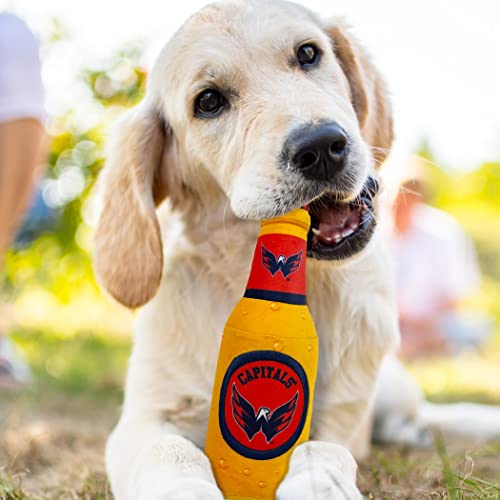 Pets First NHL Washington Capitals Beer Bottle Plush Dog & Cat Toy- Cutest Stadium SODA Bottle Snack Plush Toy for Dogs & Cats with Inner Squeaker & Beautiful Hockey Team/Logo - color: Washington Capitals, style: NHL Beer Bottle Toy