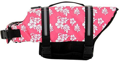 Izefia Dog Life Jacket Swimming Safety Coat Floatation Life Vest Life Saver with Handle for Small Dog Puppy Large Dog (Pink Flower, XXS) - color: Pink Flower, size: XX-Small