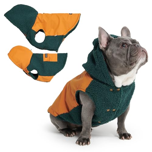 Spark Paws Reversible Dog Hoodie, Sweater for Winter Cold, Warm Clothes for Small Medium Large Breeds - Orange and Green - XL - color: 01 Orange and Green, size: XL