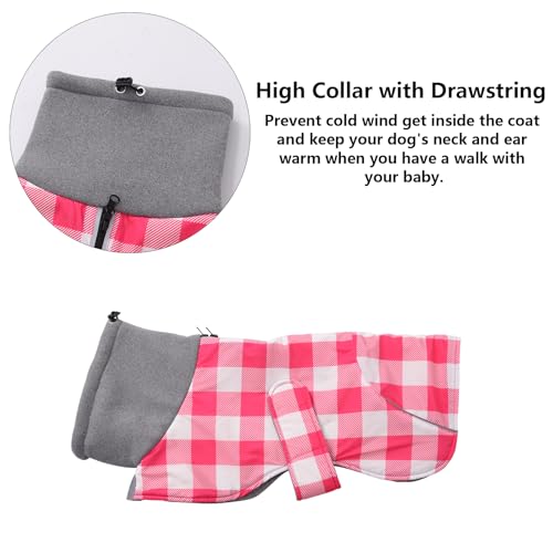 Dachshund Coats Waterproof Suitable for Dachshunds Sausage Weiner Dog Winter Coat Padded Fleece Puppy Snowsuit with Adjustable Bands Reflective Stripe - Plaid Pink - S - color: Plaid Pink, size: Small