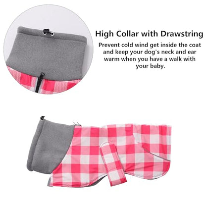 Dachshund Coats Waterproof Suitable for Dachshunds Sausage Weiner Dog Winter Coat Padded Fleece Puppy Snowsuit with Adjustable Bands Reflective Stripe - Plaid Pink - M - color: Plaid Pink, size: Medium