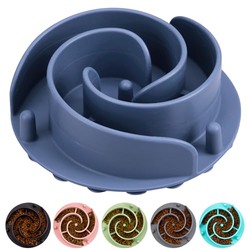 Slow Feeder Dog Bowls Insert, Bestalk Soft Silicone Slow Eating Feeder Insert with Suction Cups for Small, Medium and Large Dogs, Fit into Basic and Elevated Dog Bowls, Dark Blue - color: Dark Blue, size: L