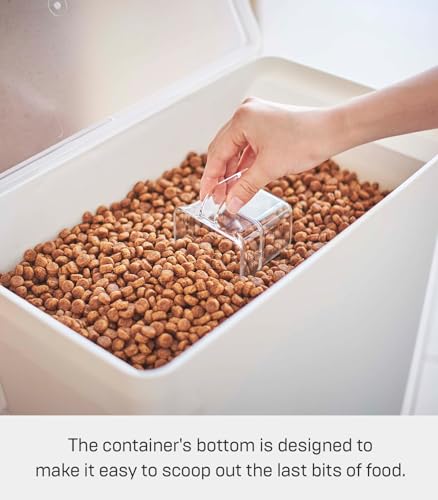 YAMAZAKI Home Tower Airtight Pet Food Storage Container - Cat And Dog Food Holder Bin With Transparent Lid And Handle - Extra Large - Polypropylene - 6.6 Gallons, 25 Liters - color: White, size: Extra Large