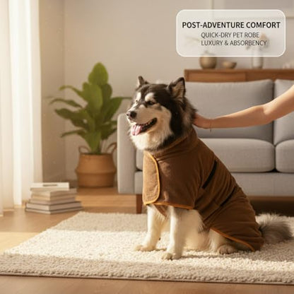 Dog Bathrobe Super Absorbent Quick Dry Microfiber Pet Drying Towel Adjustable Straps XS-XL (Brown,Small (16.5-27.6 lbs)) - color: Brown, size: Small (16.5-27.6 lbs)