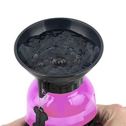 Highwave AutoDogMug Dog Water Bottle with Built-in Bowl, 20 oz, Pink - color: Pink