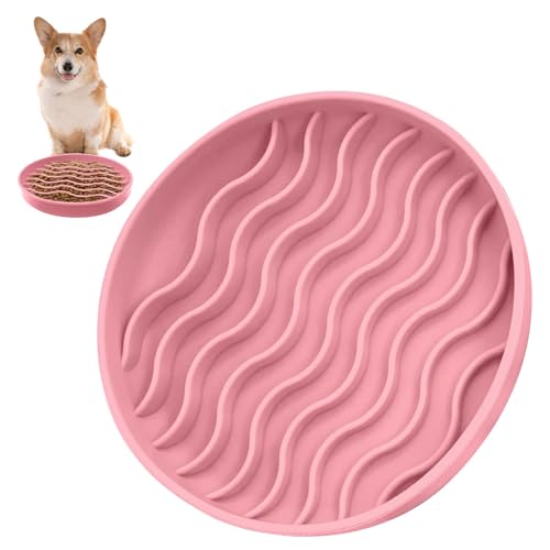 Fhiny Slow Feeder Dog Bowl, Silicone Dog Puzzle Bowl Slow Feeder Puppy Bowls Slow Eating Modern Lick Mat Design Dishwasher Microwave Fit for Fast Eaters, All Small Medium Dogs Puppy Doggy (Pink) - color: Pink