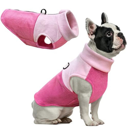 Idepet Dog Fleece Vest Sweater Zip Up Warm Pullover Dogs Jacket with D-Ring Leash Winter Cold Weater Coat Pet Sweatershirt Clothes Hoodie for Small Medium Dogs Boy Girl (Pink/Rose Red, XXS) - color: Pink/Rose Red, size: XXS