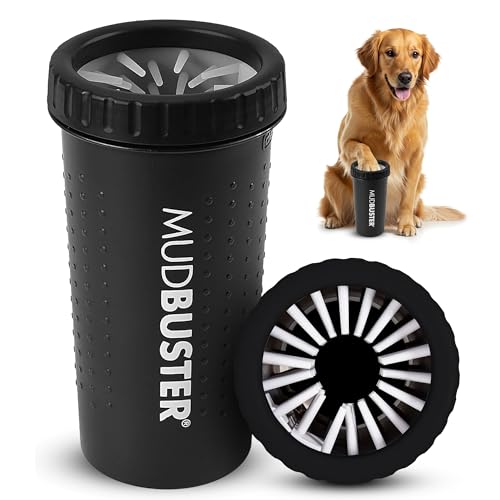 Dexas MudBuster Large Dog Paw Cleaner, Matte Black, Fits 2.5"-3.5" Wide Paws, Gentle Silicone Bristles for Quick, Easy Cleaning - color: Matte Black, size: Large without Lid