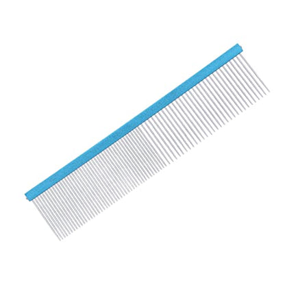 Greyhound Comb For Dogs, Metal Dog Comb Dog Combs with Rounded Ends Dog Comb Cat Comb For Removing and Knots Grooming Tool For Long Short Haired Dog (Blue 22cm/8.7in) - size: Blue 22cm/8.7in