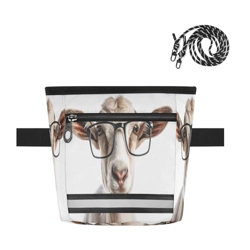 Goat Dog Treat Pouch for Training, Waterproof Puppy Snack Bag with Reflective Strip and Magnetic Closure, Adjustable Waist, Outdoor Dog Walking & Hiking