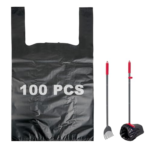 100 Count Dog Poop Bags Compatible with Arm & Hammer Pooper Scoopers, Thickened Pet Waste Bags with Easy-Tie Handles, Leak-Proof for Swivel Bin & Rake（Only Bags）