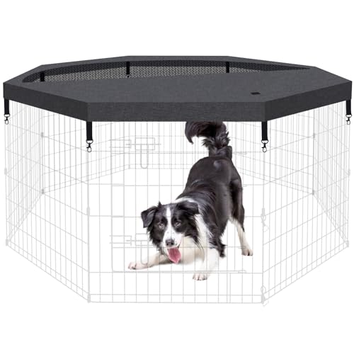 Dog Playpen Regular Octagon Metal Exercise Pet Playpen 8 Panels 24 Inch Mesh Top Cover for Small Medium Pets Indoor Outdoor(Only Cover,Playpen Not Included)(Black Top Cover) - style: Black Top cover