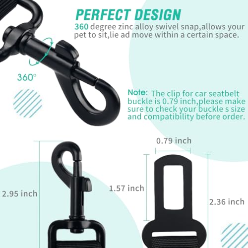 COOYOO Dog Seat Belt, Durability Retractable Dog Car Harness Adjustable Dog Seat Belt for Vehicle Nylon Pet Safety Seat Belts Heavy Duty & Elastic (1 Pack Black) - color: 02-Set 01a Pack -Black