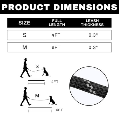 Arblina Slip Leads Dog Leash, 1/3" x4ft Full Reflective No Pull Rope Leash with Double Handle, 360°Swivel Anti-Tangle Heavy Duty Training Lead for Large Medium Small Dogs - color: Black, size: 1/3" x 4FT