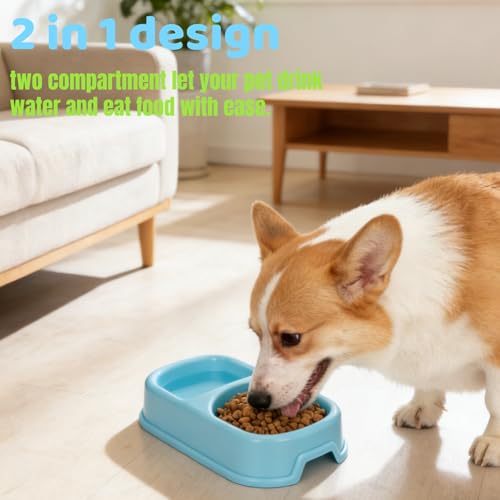 12 Pieces Plastic Double Cat Bowls, Dog Food Water Bowl Set, Puppy Feeding Dish Pet Feeder Bowls Bulk for Kennel Cattery Small Medium Size Pet Supplies, Dishwasher Safe