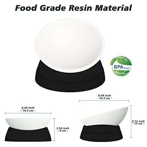 Elevated Cat Bowl, Adjustable Raised Slanted Food Bowl for Cats and Small Dogs, Wide Shallow PP Dish with TPR Non Slip Base, Whisker Friendly, 17 oz - color: Milky White, Black