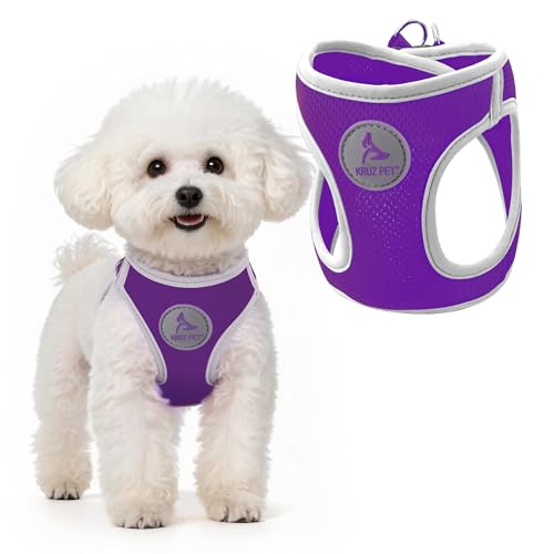Kruz Dog Harness (Chest 18.5"-19.5", Weight 15–20 lbs) Athletica Adjustable Heavy Duty No Choke Puppy Vest for Small Dogs Lightweight Air Mesh, Reflective, Puppy Essentials – Amethyst, Large - color: Amethyst, size: Large