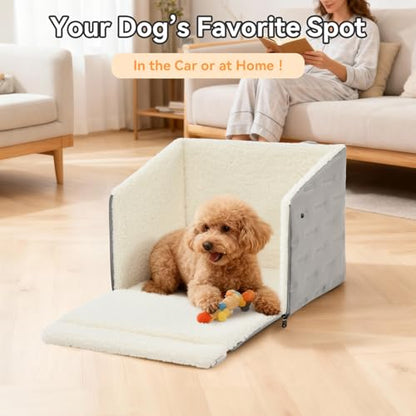 Dog Car Seat for Front or Back Seat – Patented Safety Buckle, Booster Seat for Small Dogs & Puppies up to 35 lbs, Elevated with Washable Cover, Fits Cars/SUVs/Trucks