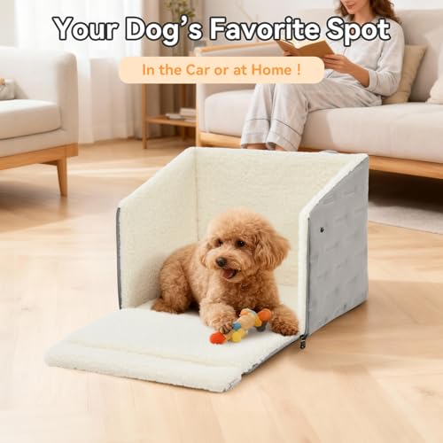 Dog Car Seat for Front or Back Seat – Patented Safety Buckle, Booster Seat for Small Dogs & Puppies up to 35 lbs, Elevated with Washable Cover, Fits Cars/SUVs/Trucks