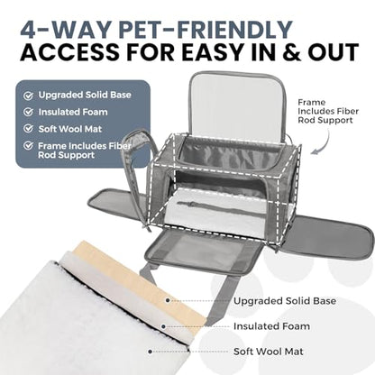 Soft-Sided Cat Carrier Expandable Pet Carrier Airline Approved Mesh Travel Carrier Up to 15lbs for Cats Small Dogs Collapsible Escape-Proof with Shoulder Strap Washable (18x11x11 Gray) - color: Gray, size: 11.0"L x 11.0"W x 18.0"H