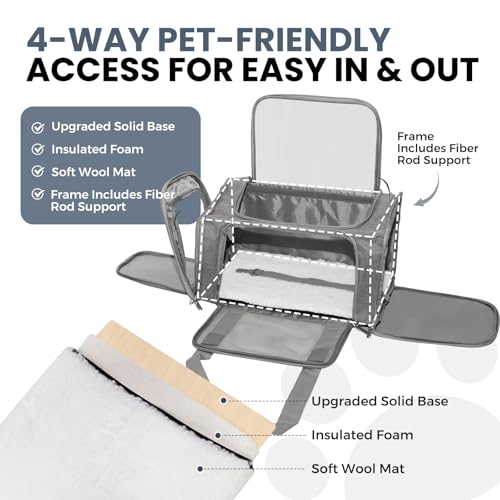 Soft-Sided Cat Carrier Expandable Pet Carrier Airline Approved Mesh Travel Carrier Up to 22lbs for Cats Small Dogs Collapsible Escape-Proof with Shoulder Strap Washable (20x13x13 Gray) - color: Gray, size: 13.4"L x 13.4"W x 20.1"H