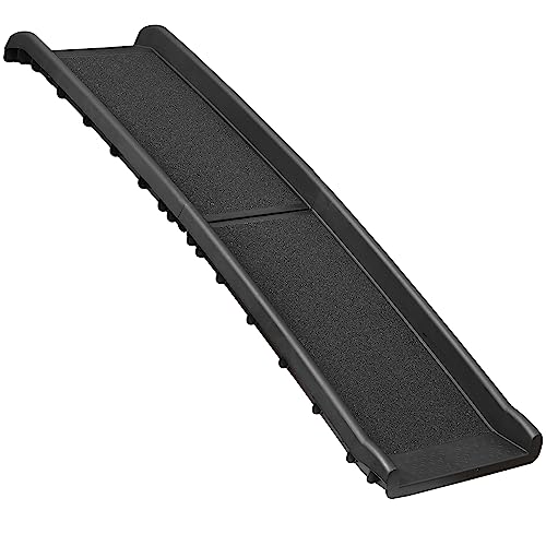62 Inches Folding Dog Ramp for Cars Trucks SUVs Portable Pet Ramps for Large Dogs Non-Slip Stairs Step Ladder with Raised Siderails, Black