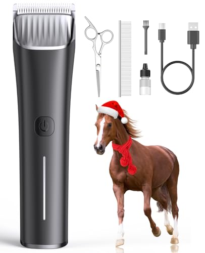 oneisall Horse Clippers,Low Noise Horse Trimmer Shaver Kit for Matted Long Hair,2 Speed Cordless Grooming Clippers for Horse - color: Black