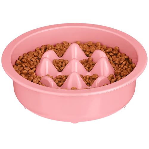 The Niner Slow Feed Bowl - Raised Peaks Slow Down Pets Eating - Fits Elevated Feeders Including Neater Feeder Large Sizes - Gentle on Teeth and Gums - Holds up to 2 Cups (Pink) - color: Pink