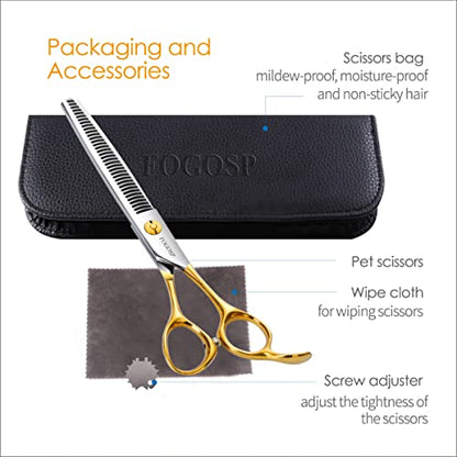 Dog Thinning Shears for Grooming 36 Teeth 6.5" Dog Blending Shears for Grooming Small Medium Dogs Professional Pet Thinners Blenders Scissors for Right Groomer(Blender, Gold) - size: 7 inch, style: Blender