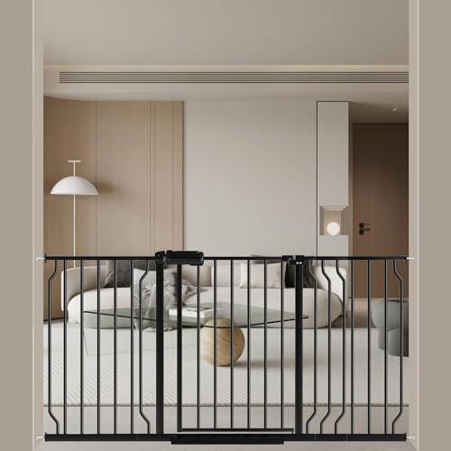WAOWAO Baby Gate 52.76-62.2" Extra Wide Pressure Mounted Walk Through Swing Auto Close Safety Black Metal Toddler Kids Child Dog Pet Puppy for Stairs,Doorways,Kitchen - color: Black, size: 52.8-61.8"/134.11-156.97cm