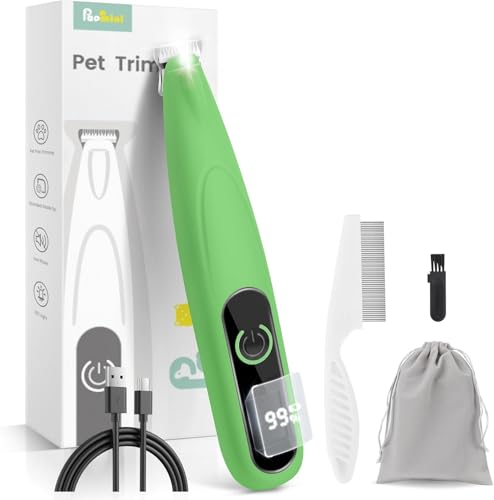 PAPMINI Dog Paw Trimmer with LED Display, Ultra-Low Noise Cordless Paw Trimmers for Dog's Feet, Cordless Hair Trimmer for Paws, Ears, Face, Rump