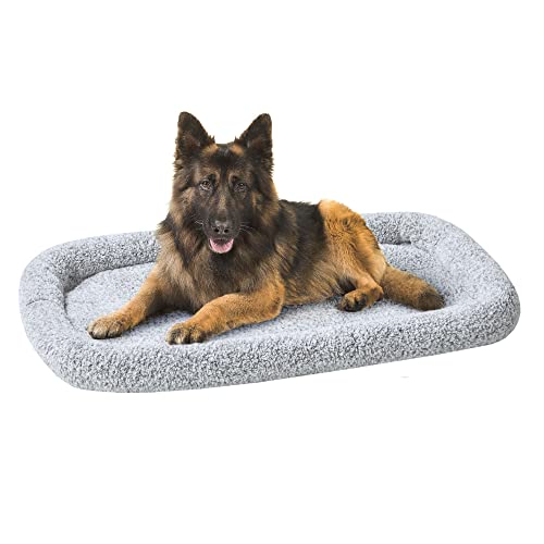 Friends Forever Bolster Dog Crate Mat 48 Inch, Washable Dog Crate Bed, Sherpa Fleece, Nova Grey - color: Nova Grey, size: 47.5"L x 29.5"W x 3.5"H, style: Crate Mat w/ Bolster