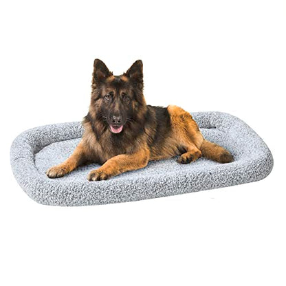Friends Forever Bolster Dog Crate Mat 48 Inch, Washable Dog Crate Bed, Sherpa Fleece, Nova Grey - color: Nova Grey, size: 47.5"L x 29.5"W x 3.5"H, style: Crate Mat w/ Bolster