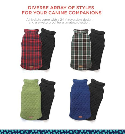 Rocky 2-in-1 Reversible Dog Jacket - Waterproof Snow Coat for Medium & Large Dogs - color: Navy, size: Large