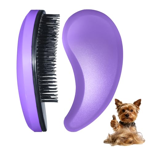 Small Dog Brush - Puppy Hair Brush- Grooming Tool for Teddy, Yorkies, Maltese, Shih Tzu, Chihuahua (Purple) - color: Purple
