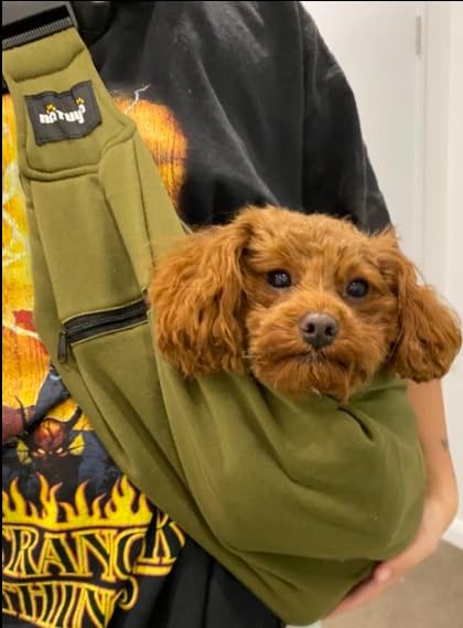 NATUYA Pet Dog Sling Carrier - Dog Sling with Net bag for Carrier Dogs Cats-Hands Free Pet Bag-Buckle net Pocket pet Bag (Green) - color: Green