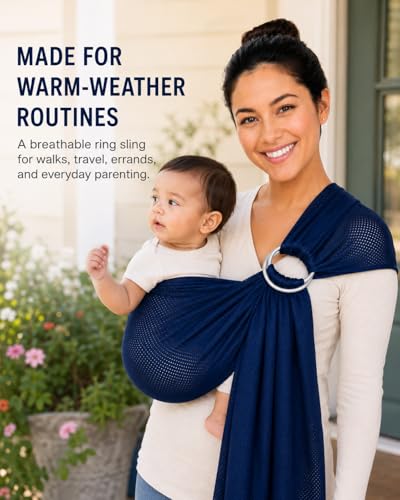 Breathable Mesh Ring Sling Baby Carrier for Infant and Toddler, Lightweight Quick Dry Baby Wrap Carrier for Warm Weather, Travel, Outdoor Walks and Daily Use, Blue - color: Blue