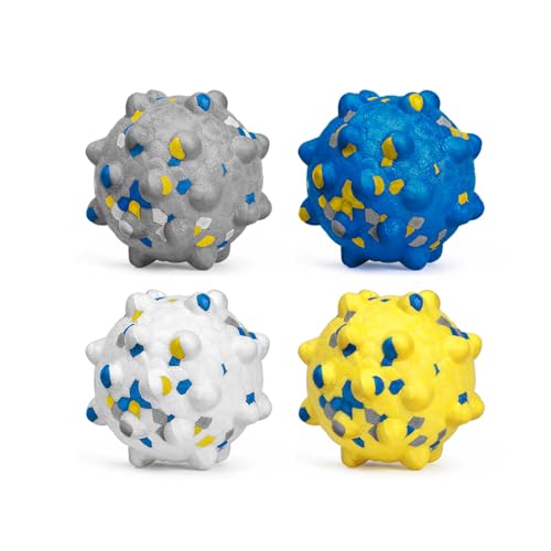Moonorange Dog Tennis Balls for Aggressive Chewers, Indestructible Durable Bouncy Interactive Toy for Dogs Fetch Game Lightweight Floating Outdoor Training(4Pcs Small) - color: Mixed-Small-4Pcs
