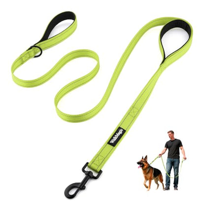 Heavy Duty Double Handle Dog Leash 6 ft Long for Total Control, Padded 2 Handle, Reflective Training Lead for Medium Large Dogs (Green, 6 FT) - color: Green