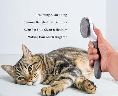 Self Cleaning Slicker Brush - Dog Cat Bunny Pet Grooming Shedding Brush - Easy to Remove Loose Undercoat - Pet Massaging Tool Suitable for Pets with Long or Short Hair…